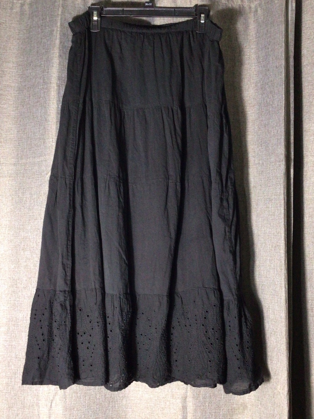 Jane Ashley Black Whimsigoth Eyelet Hem Maxi Skirt - 100% cotton